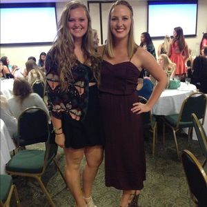 Eggplant satin midi dress!